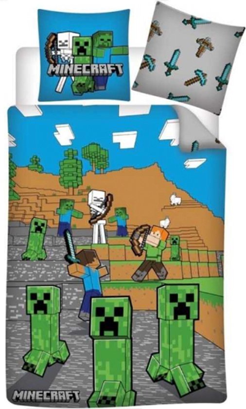 Minecraft Dekbedovertrek Eenpersoons 140x200 duurzaam
