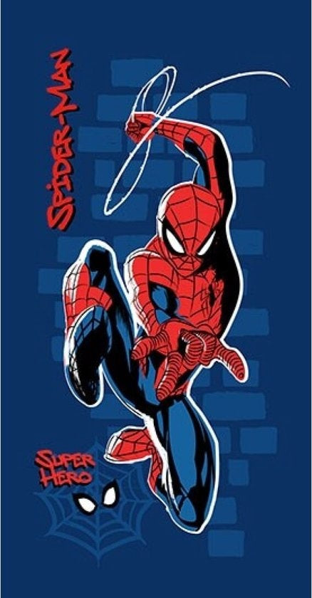SpiderMan Handdoek, Web - 70 x 140 cm - Katoen Strandlaken Badlaken