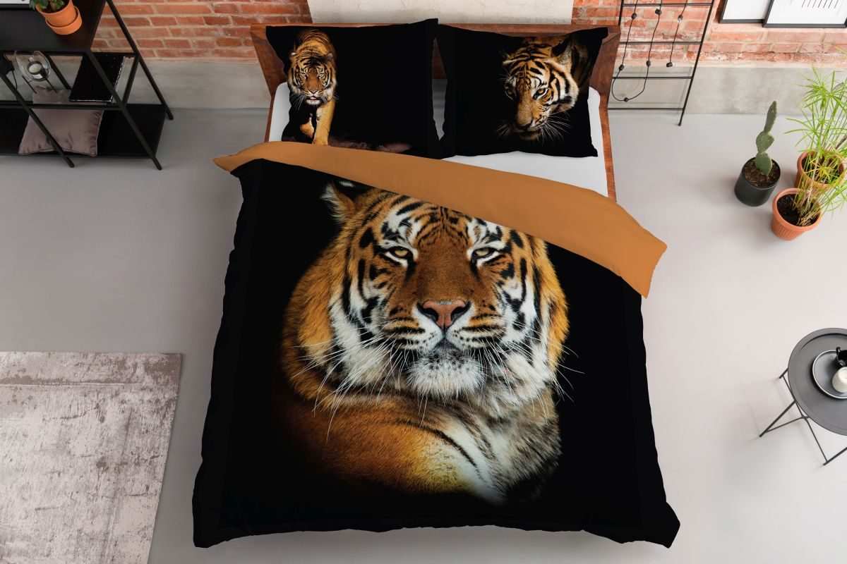 Tijger Dekbedovertrek 220x200 2in1 3D Duurzaam Katoen