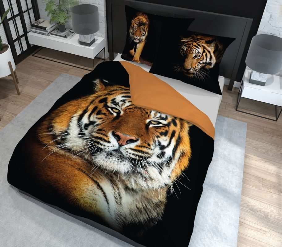 Tijger Dekbedovertrek 220x200 2in1 3D Duurzaam Katoen