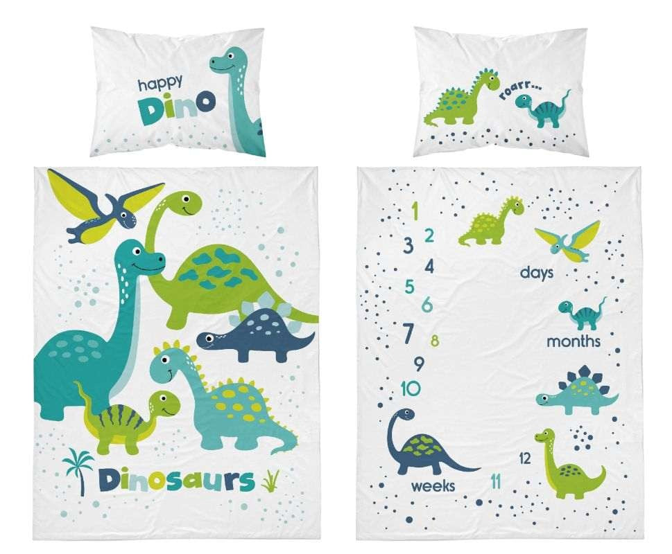 Dinosaurus Dekbedovertrek 100x135 Dino Ledikant dekbedovertrek Katoen