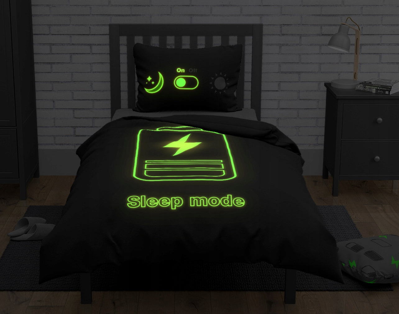 Game Sleep Mode Dekbedovertrek 140x200 GLOW in the Dark 2in1 Duurzaam Katoen