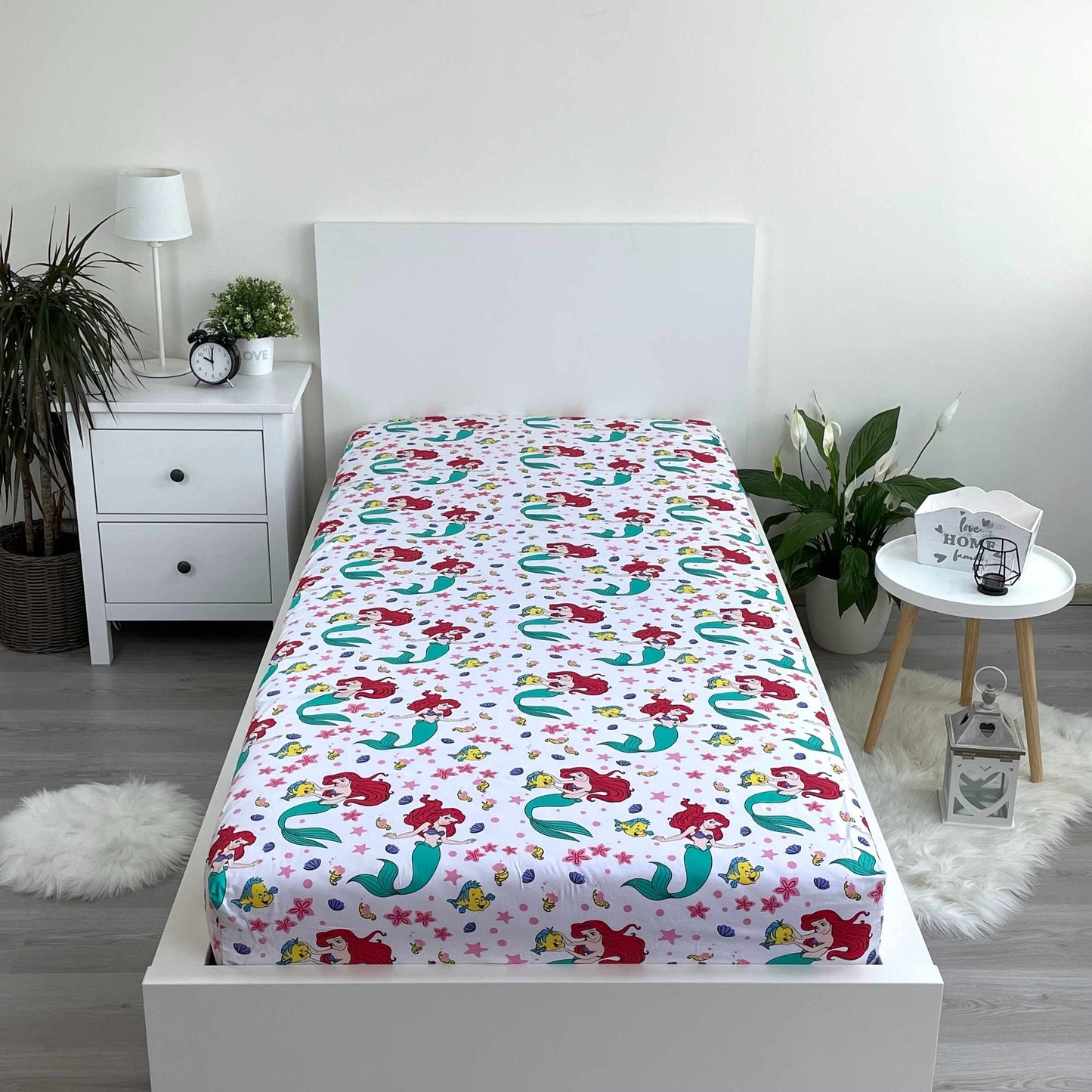 Disney Ariel Hoeslaken 90x200 Duurzaam Katoen Roze
