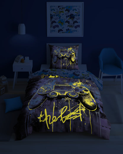 Player Dekbedovertrek Glow in the Dark 140x200 Duurzaam 2in1 Game