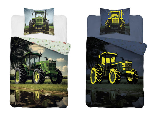Tractor Dekbedovertrek Traktor 140x200 Katoen2in1 Glow in the Dark