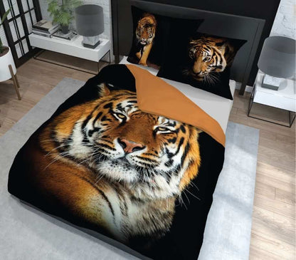 Tijger Dekbedovertrek 220x200 2in1 3D Duurzaam Katoen