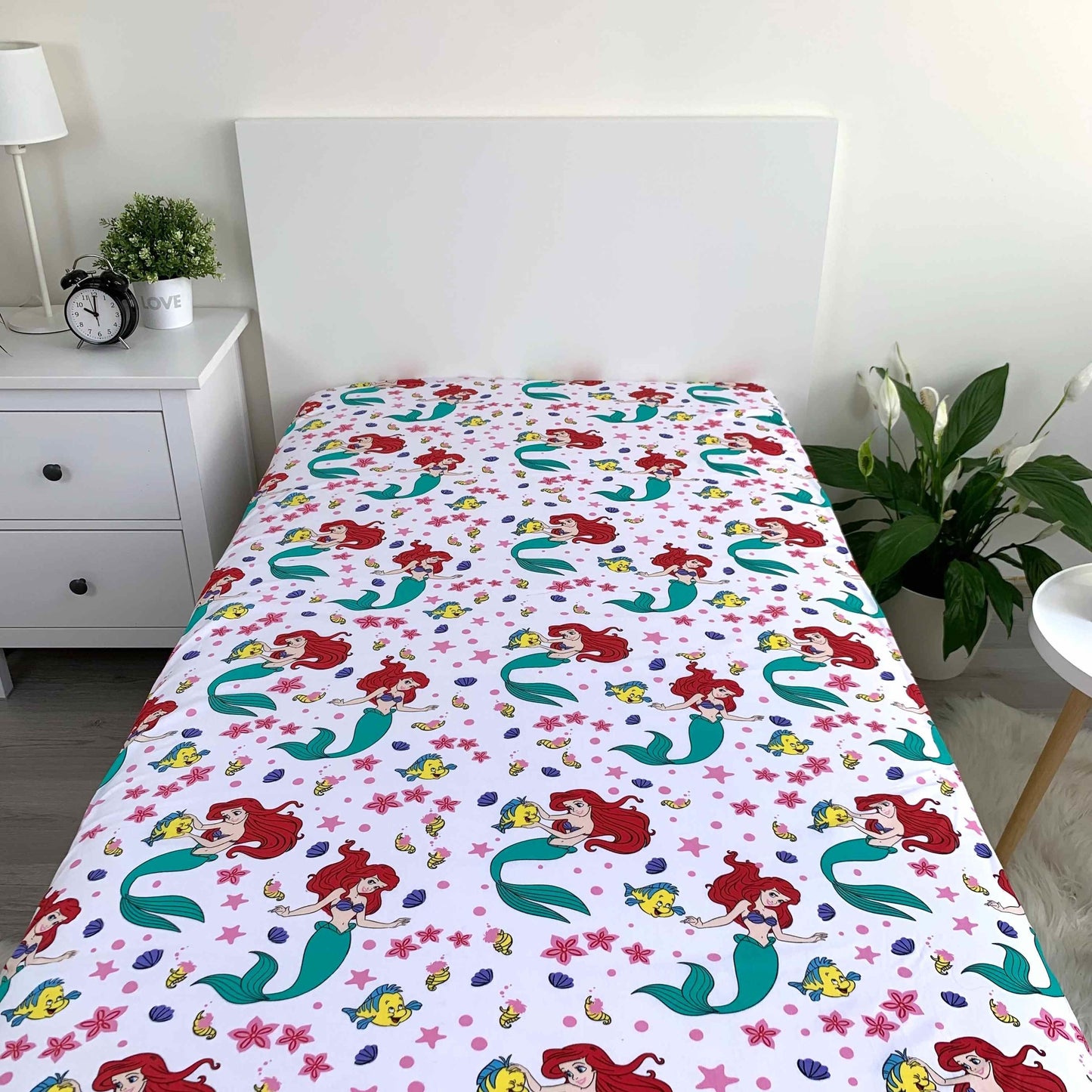 Disney Ariel Hoeslaken 90x200 Duurzaam Katoen Roze