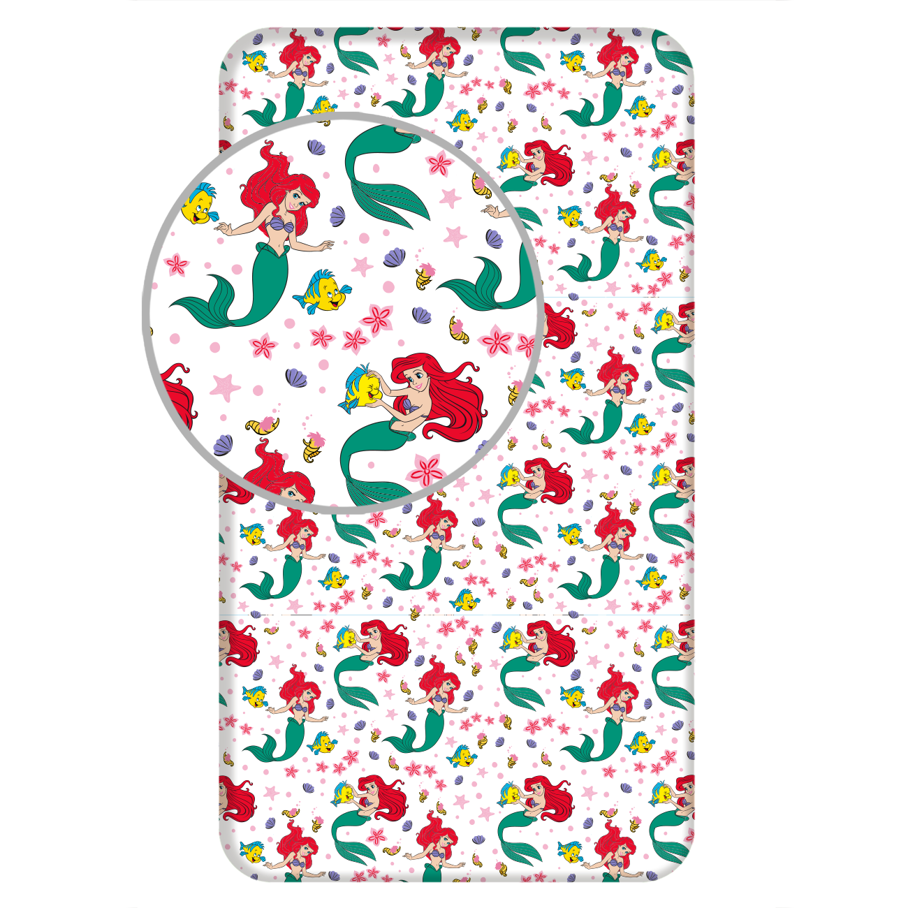 Disney Ariel Hoeslaken 90x200 Duurzaam Katoen Roze