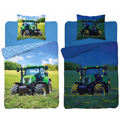 Tractor Dekbedovertrek Traktor 140x200 Katoen 2in1 Glow in the Dark