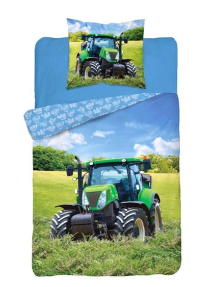 Tractor Dekbedovertrek Traktor 140x200 Katoen 2in1 Glow in the Dark