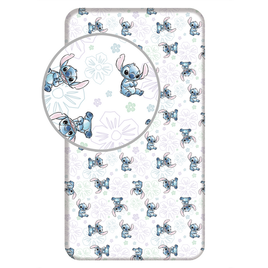 Lilo en Stitch Hoeslaken 90x200 Duurzaam Katoen Ohana White