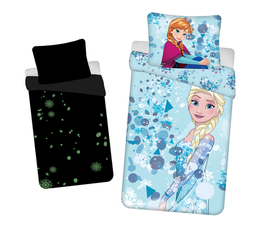 Disney Frozen Dekbedovertrek 140x200 Glow in the Dark Duurzaam 2in1 Licht Blauw