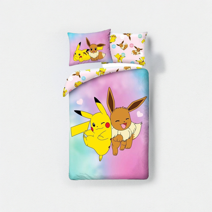 Pokemon Dekbedovertrek Pikachu Eevee 140x200 cm  polyester
