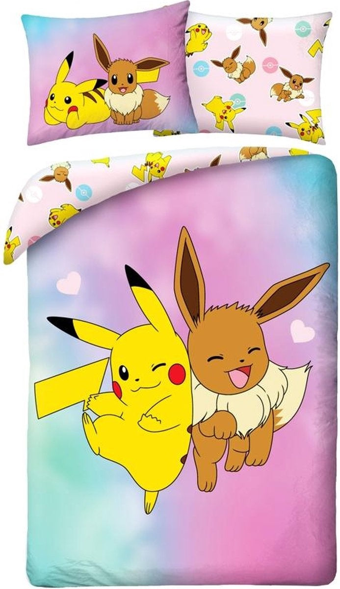 Pokemon Dekbedovertrek Pikachu Eevee 140x200 cm  polyester